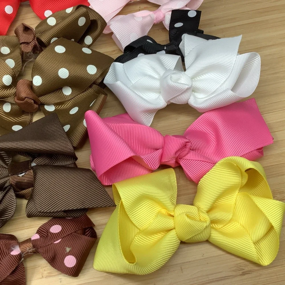 19 Polka Dot Assorted Girl Hair Bows Alligator Clip